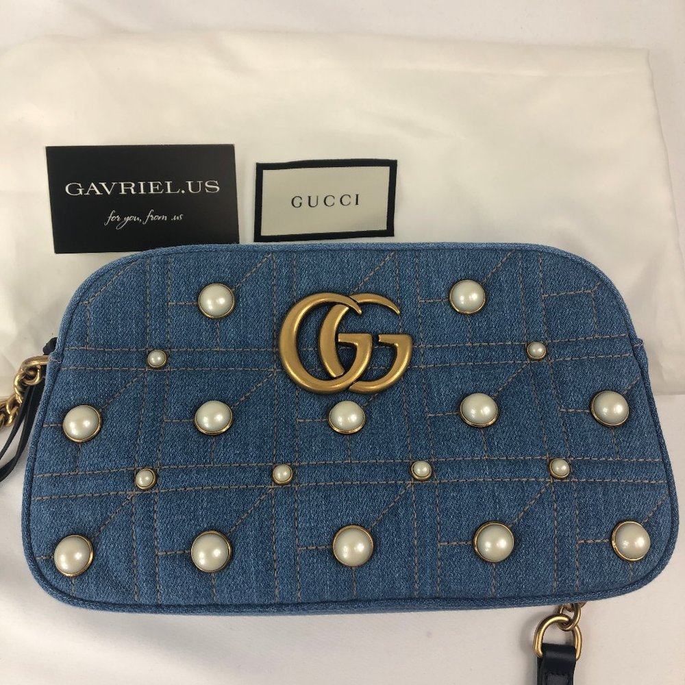 Gucci Matelassé GG Marmont Pearl Shoulder Bag NEW W DUSTBAG - Picture 6 of 16